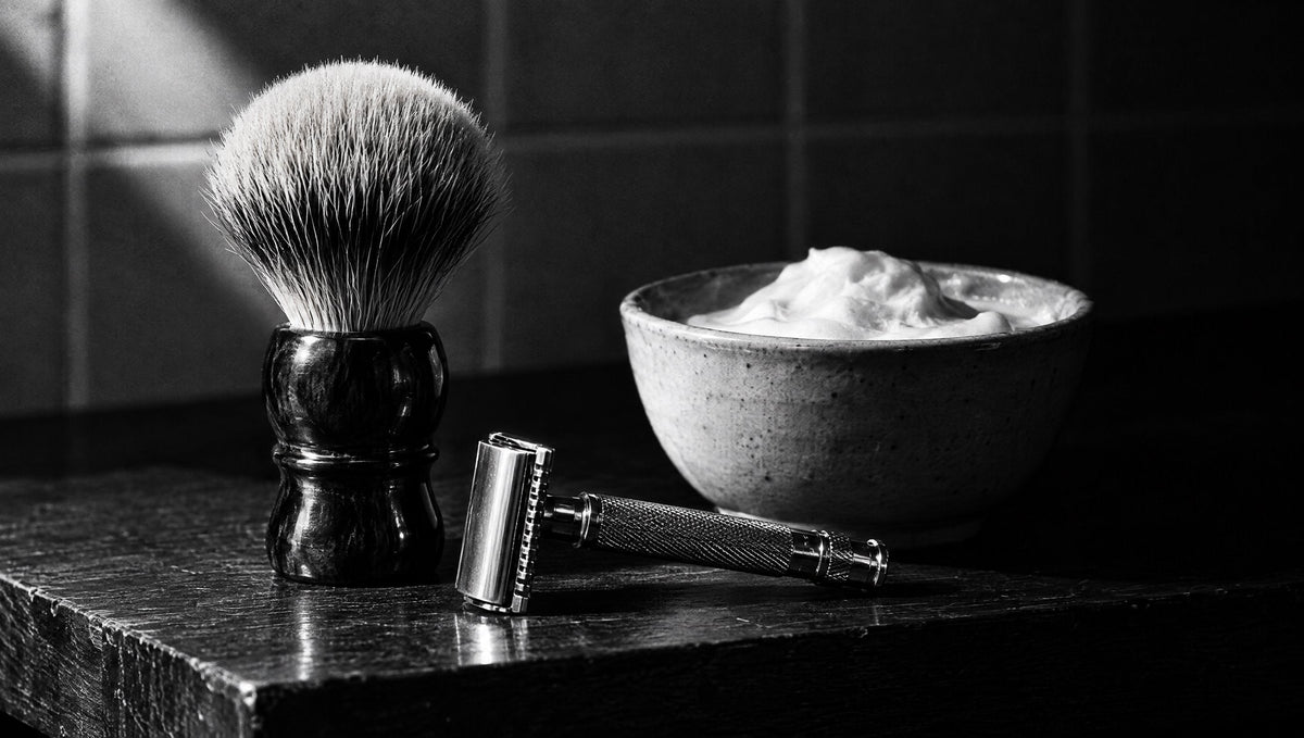 A shaving brush, razor and lather bowl at High Endz Hair