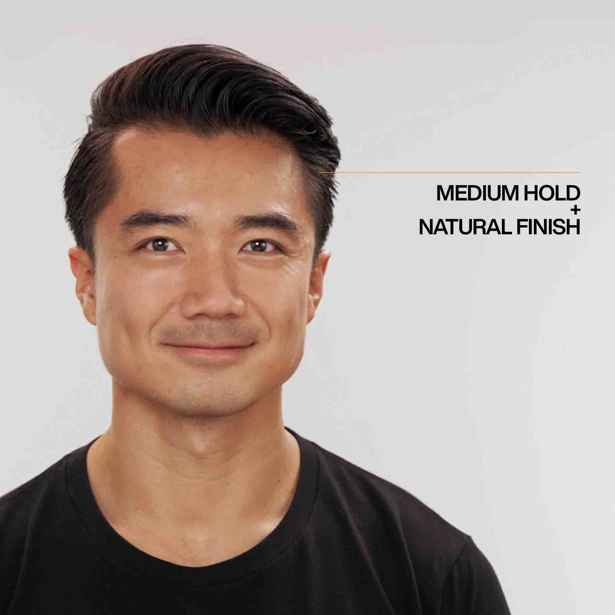 Smooth, natural-finish hair styled with Redken Brews Maneuver Cream Pomade