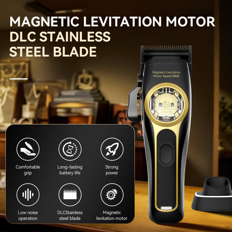 Kemei KM-2373 clipper features: magnetic levitation motor and DLC stainless steel blade