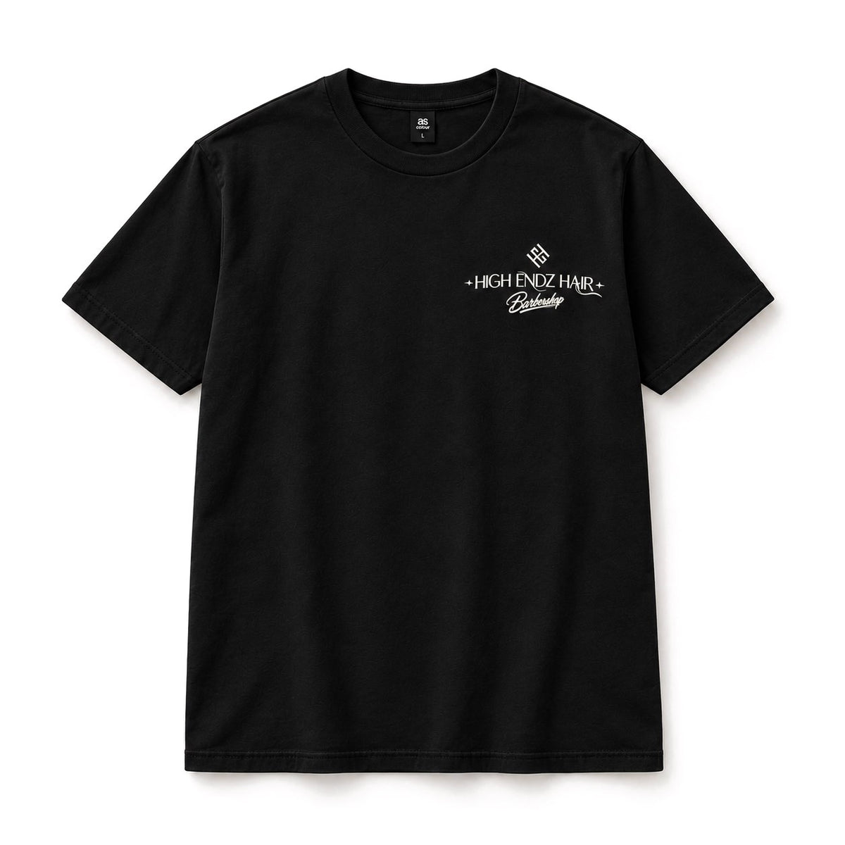 High Endz Hair Gentlemen's Club Tee in black, Barbershop logo on the chest