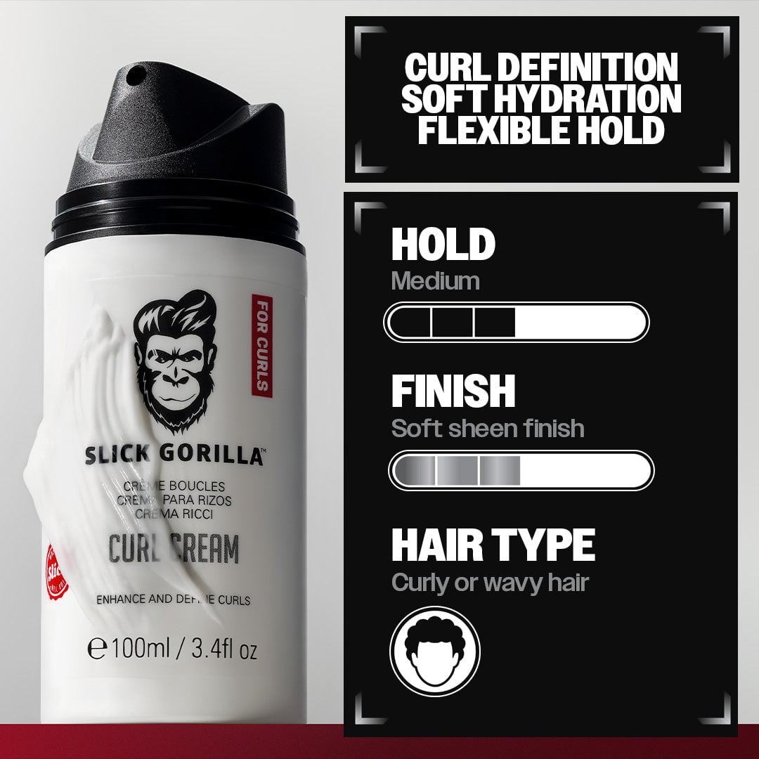 Slick Gorilla Curl Cream: medium hold, soft sheen finish, for curly or wavy hair