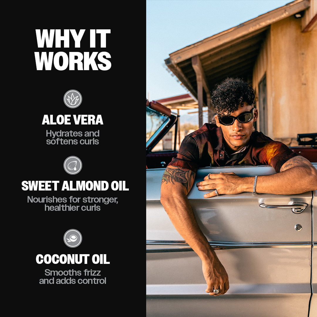 What is in Slick Gorilla Curl Cream: aloe vera, sweet almond oil and coconut oil