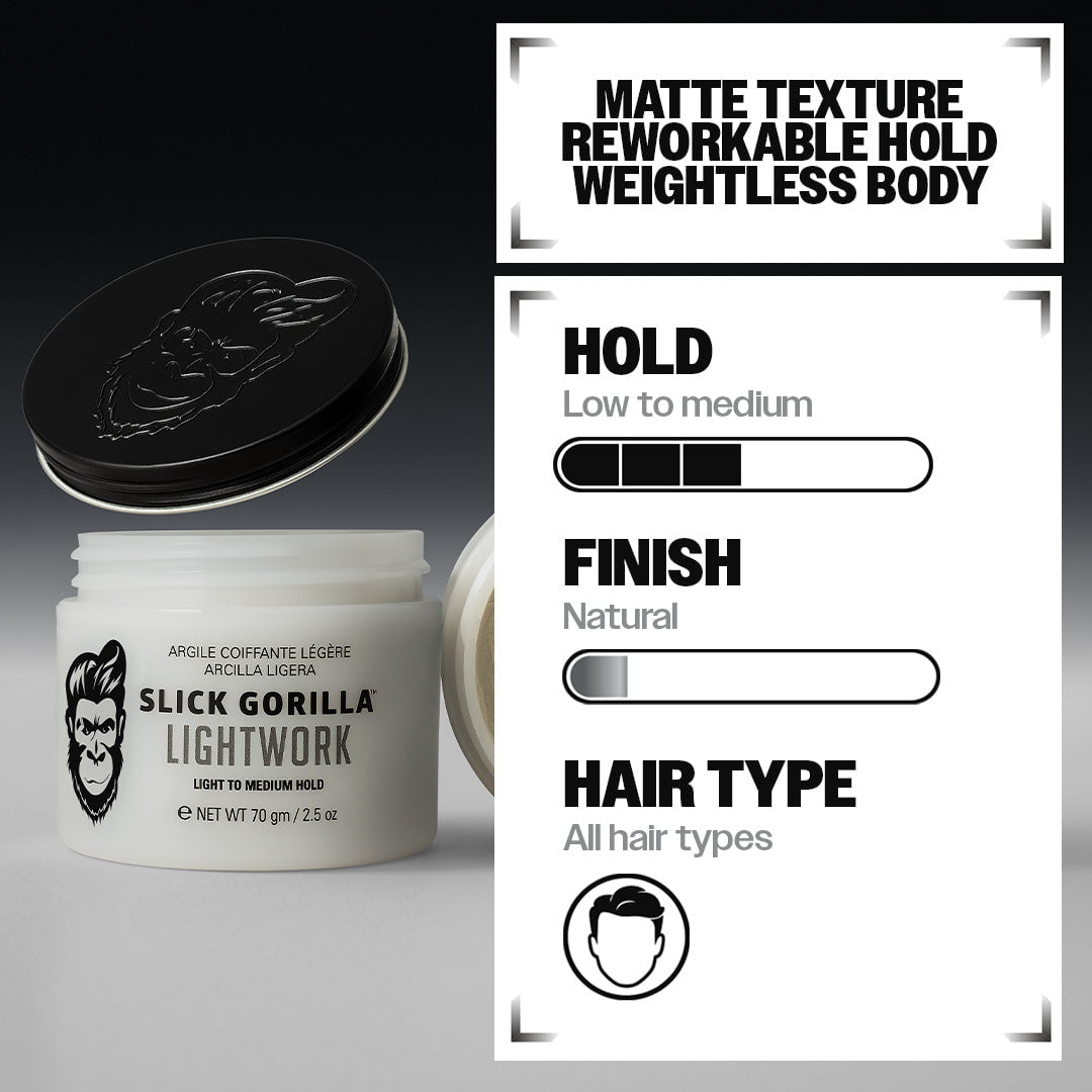 Slick Gorilla Lightwork: low to medium hold, matte texture, for all hair types
